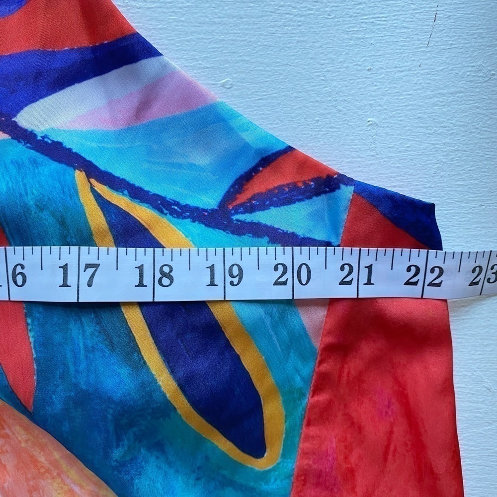 Nicole Miller Watercolor Mixed Print Satin Maxi Dress Pink Blue Plus Size 2X - Picture 10 of 16